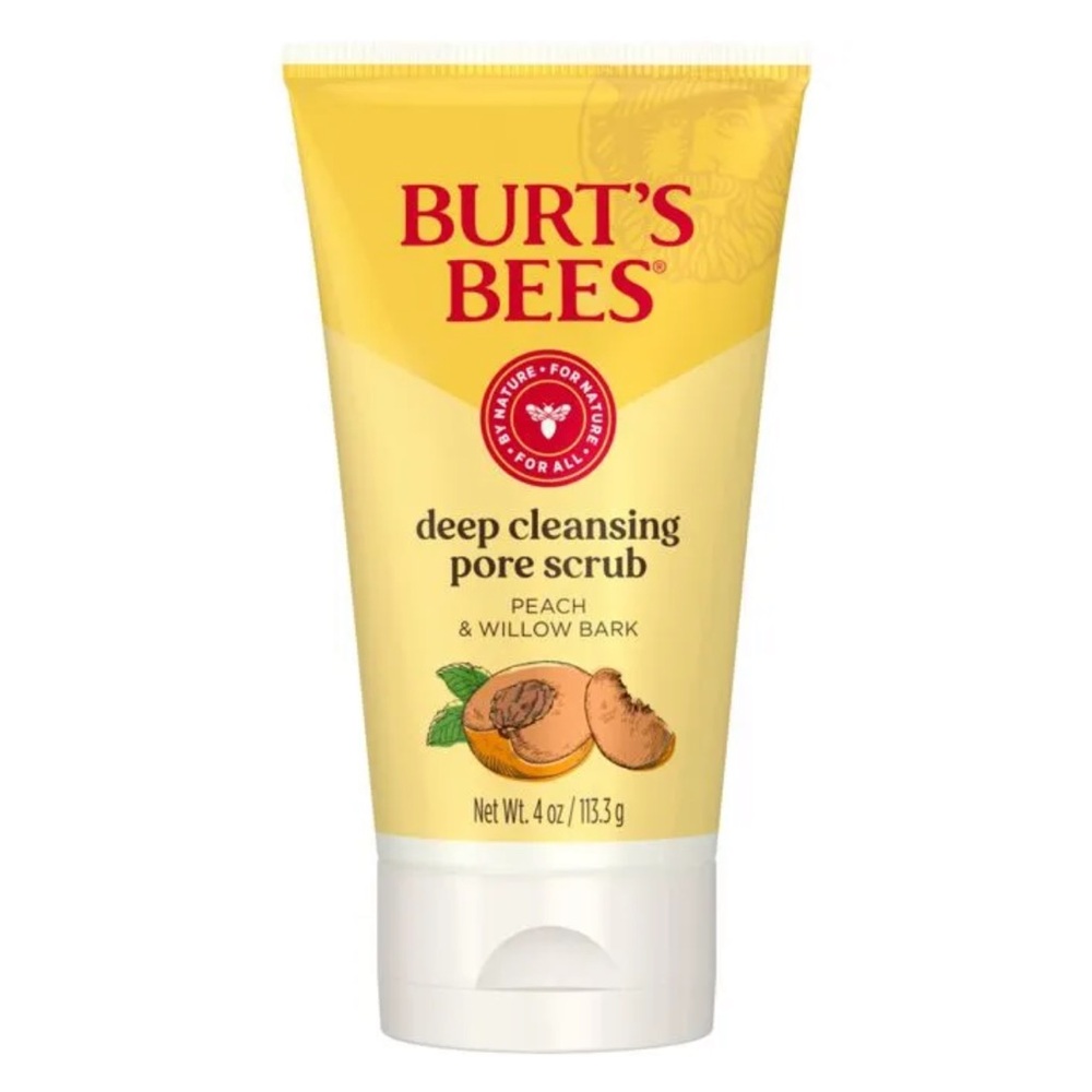 BURT’S BEES Peach & Willow Bark Deep Pore Scrub, NEW